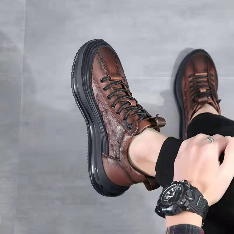 Men’s Leather Lace-Up Platform Trainers
