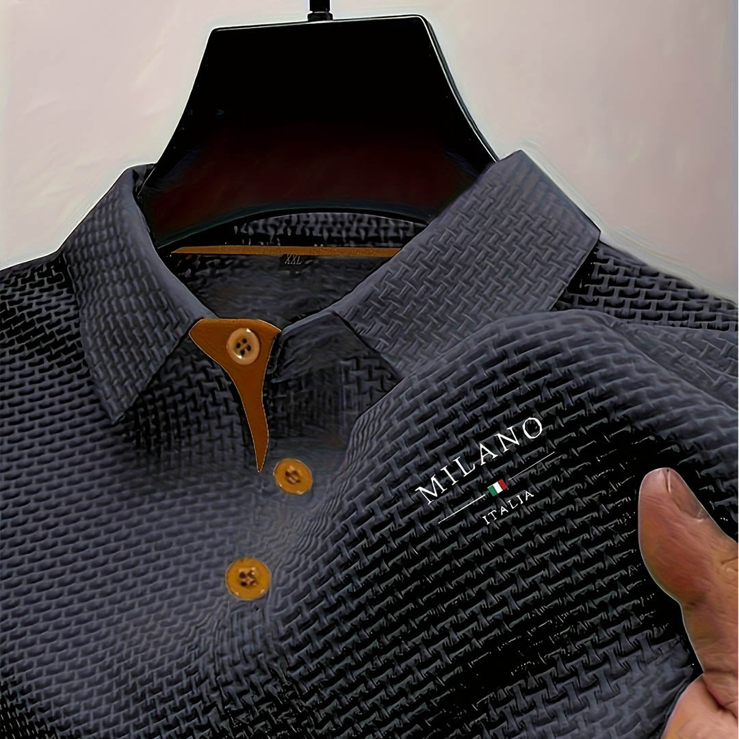 Men's Textured Polo Shirt with Button Placket