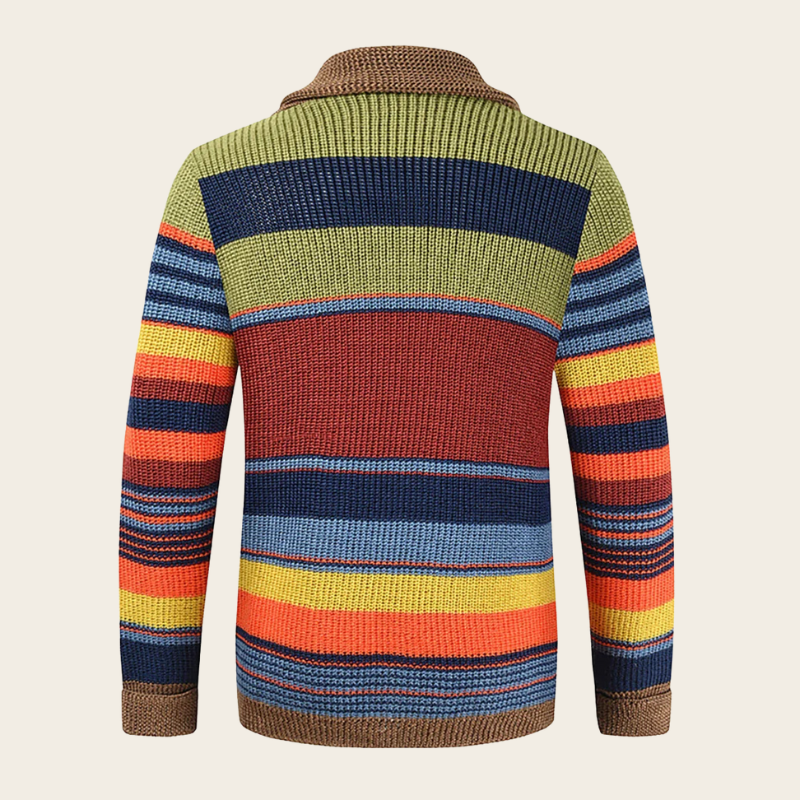 Cardigan tricoté pour homme à col châle rayé