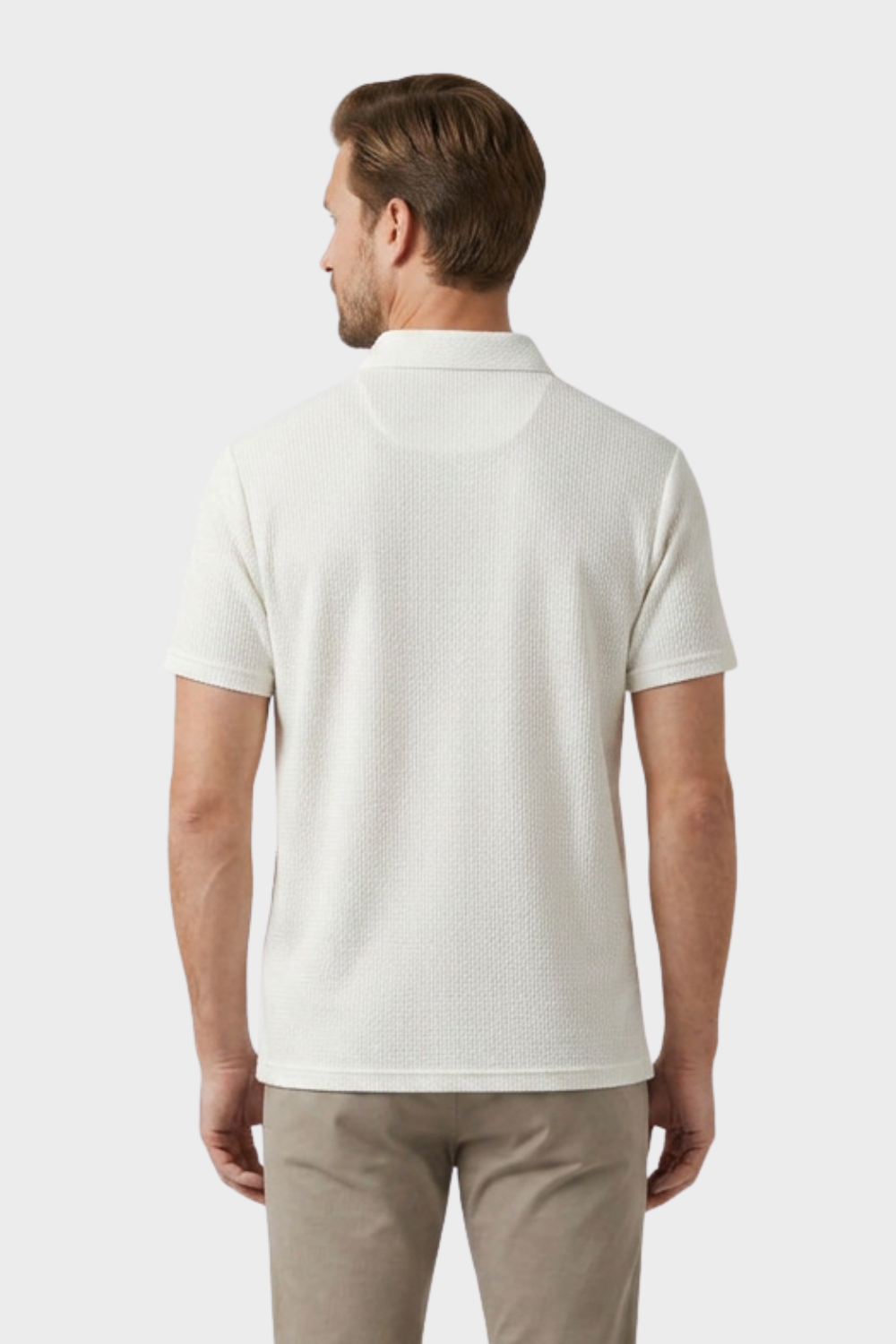 Men's Textured Polo Shirt | Short Sleeve Button Placket
