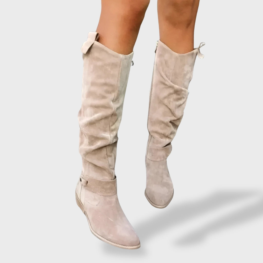 Women’s Slouch Knee-High Boots with Low Heel