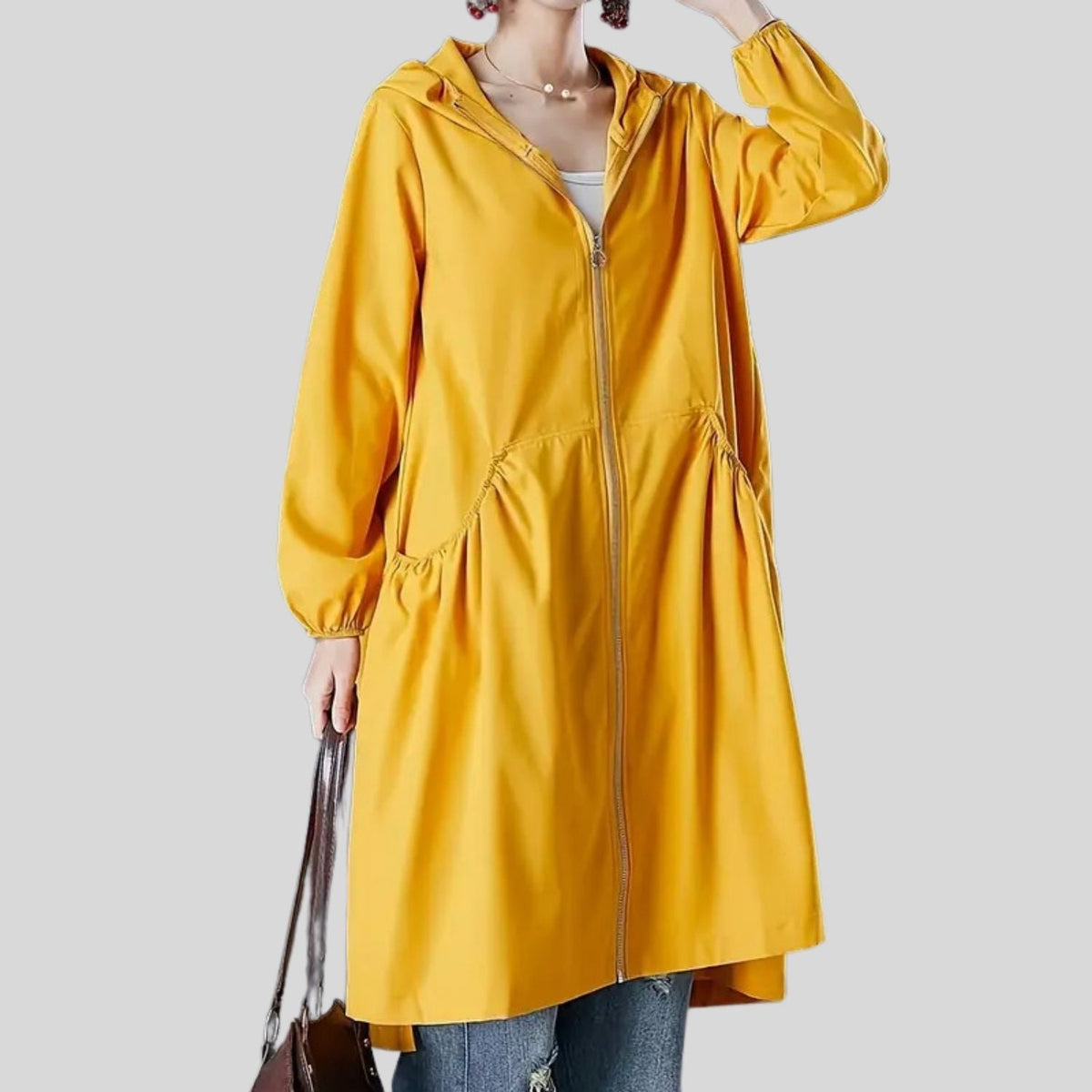 Women's Long Waterproof Rain Coat with Hood