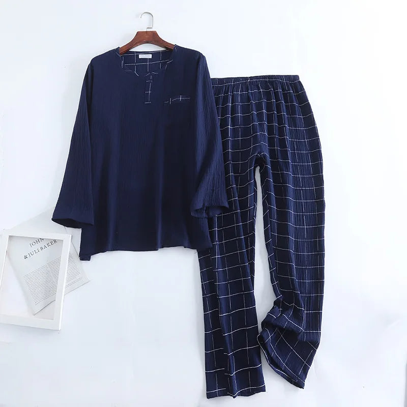 Ensemble de pyjama homme grande taille en coton | Vêtement d'intérieur confortable