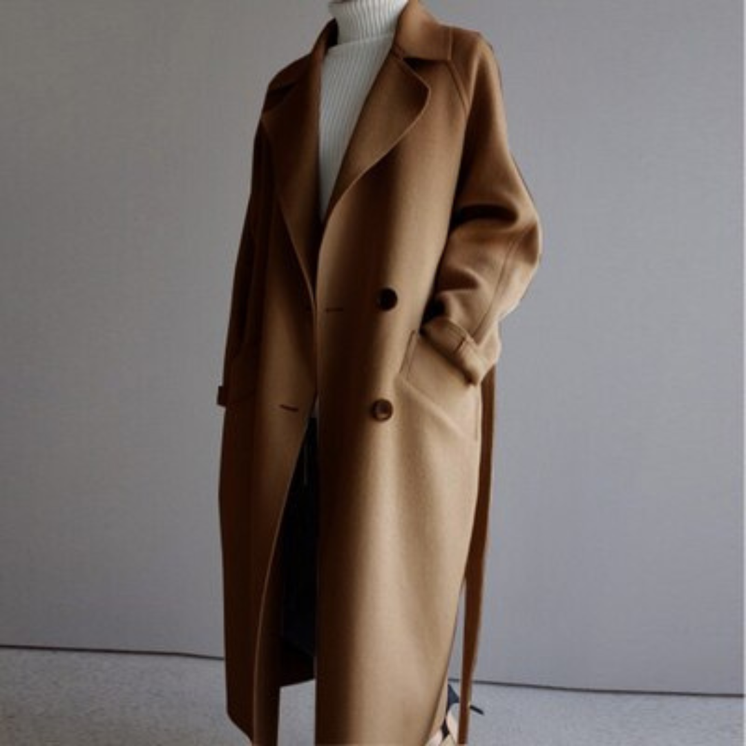 Women’s Double-Breasted Longline Belted Coat
