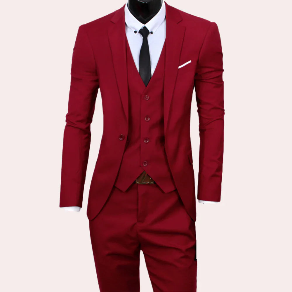 Tailored Three-Piece Suit Set with Peak Lapel