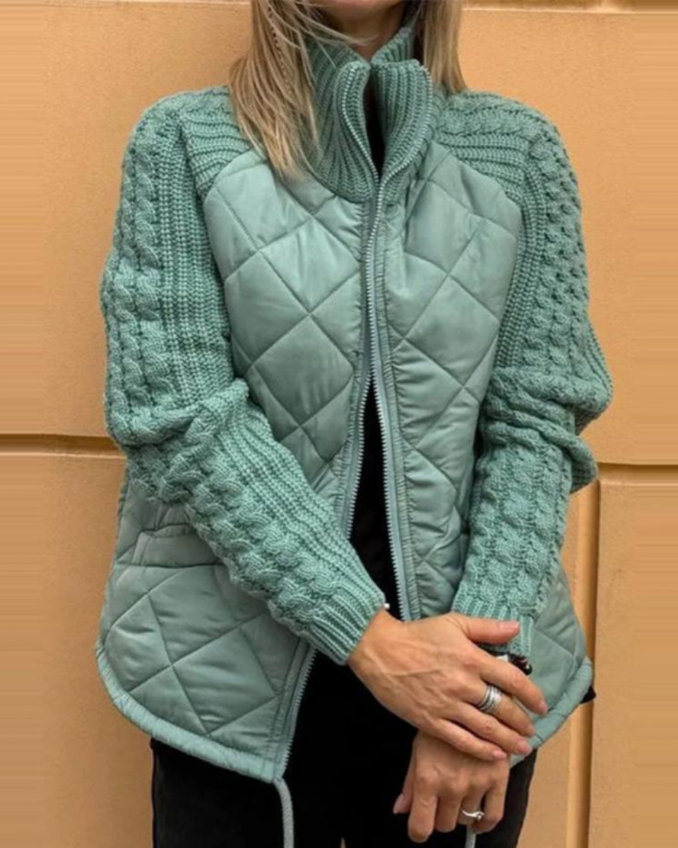 Women’s Quilted Knit Sleeve Zip Jacket
