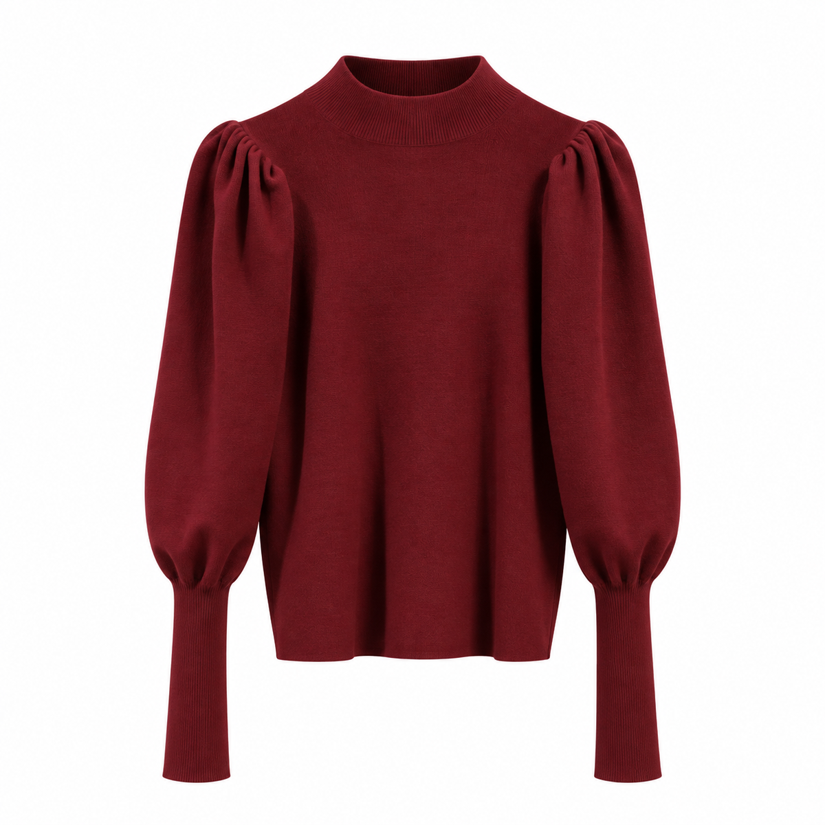 Women's High Neck Jumper with Puff Sleeves