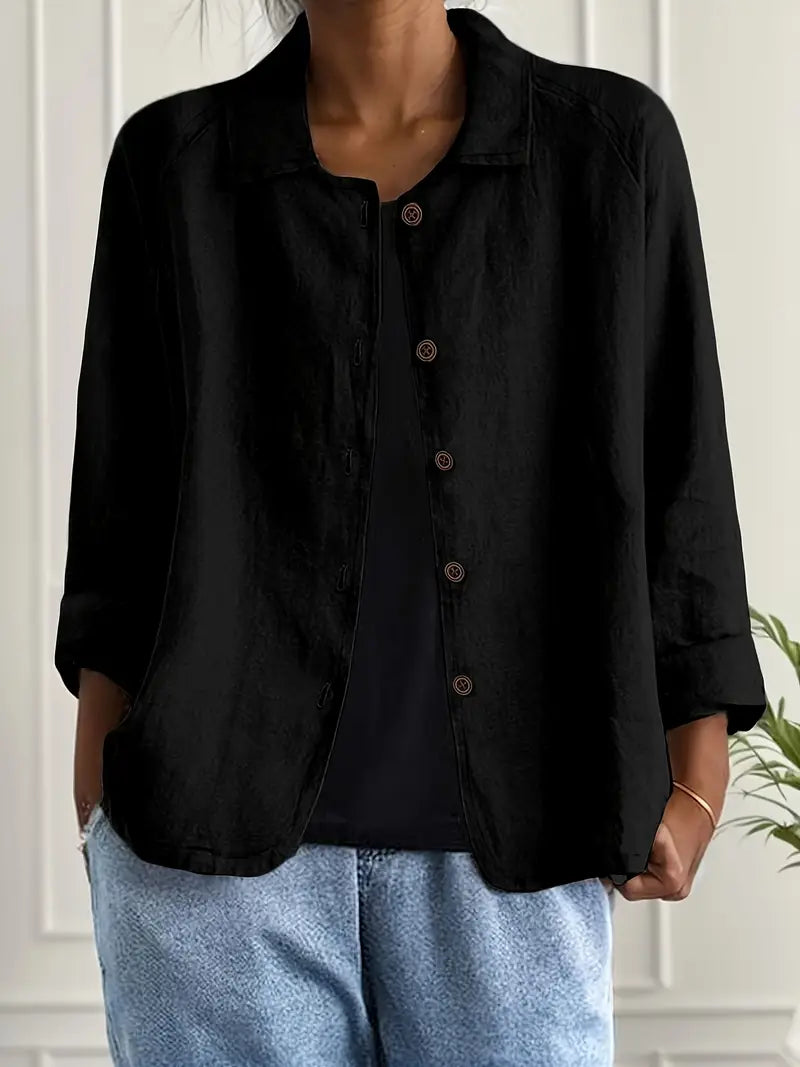 Veste décontractée pour femme à col et boutonnage sur le devant