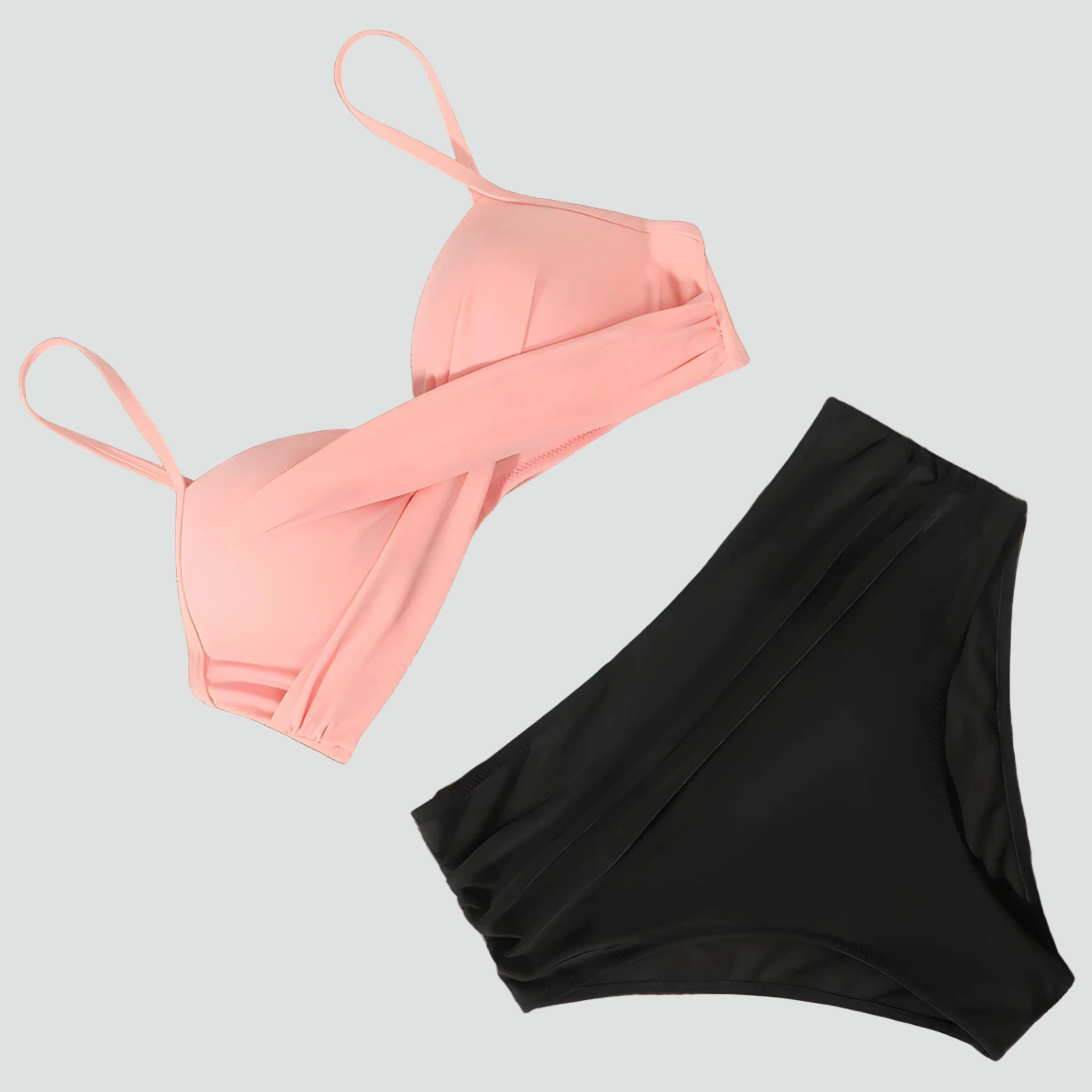 High-Waisted Bikini Set with Wrap-Front Top