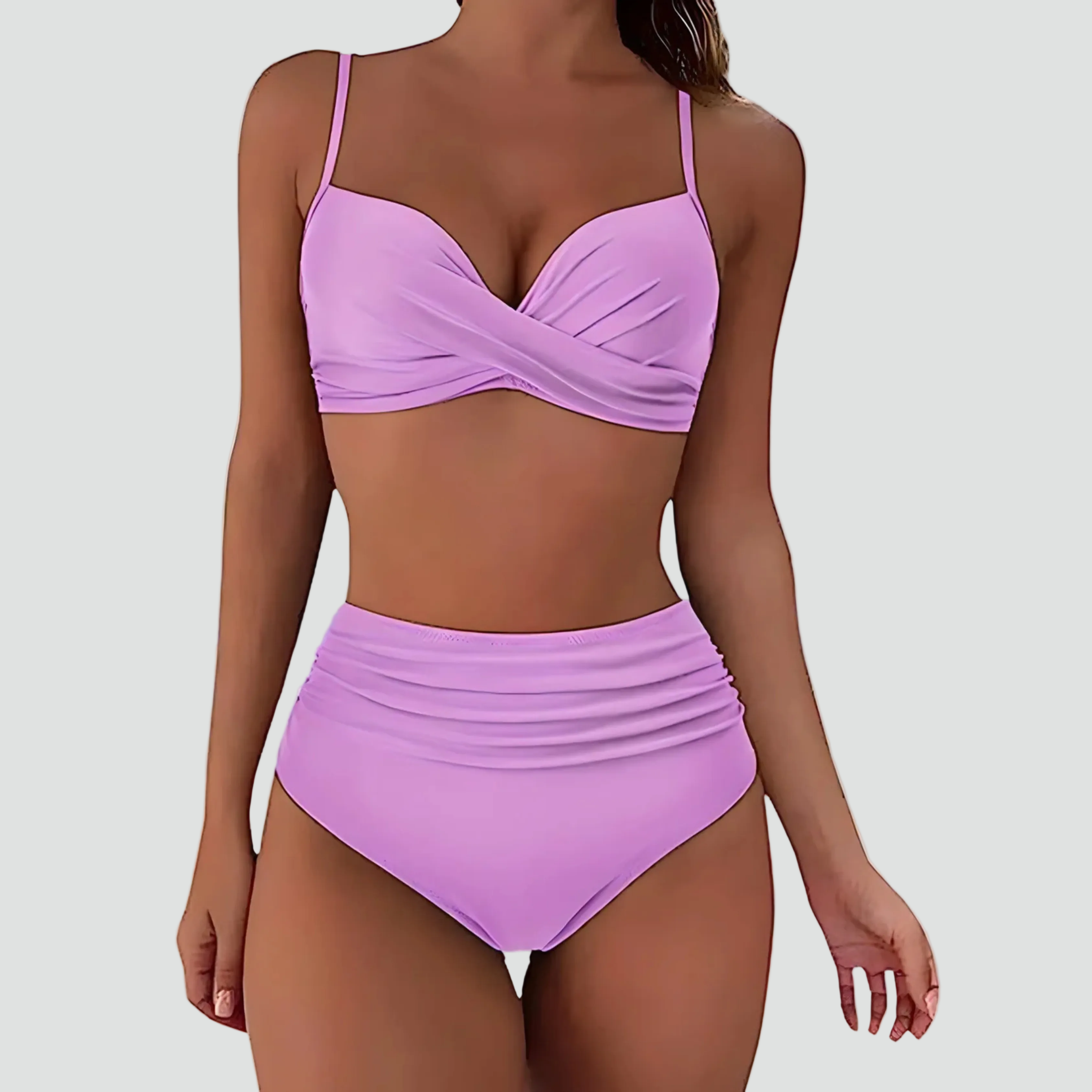 High-Waisted Bikini Set with Wrap-Front Top