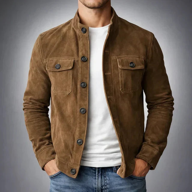 Veste homme boutonnée en imitation daim