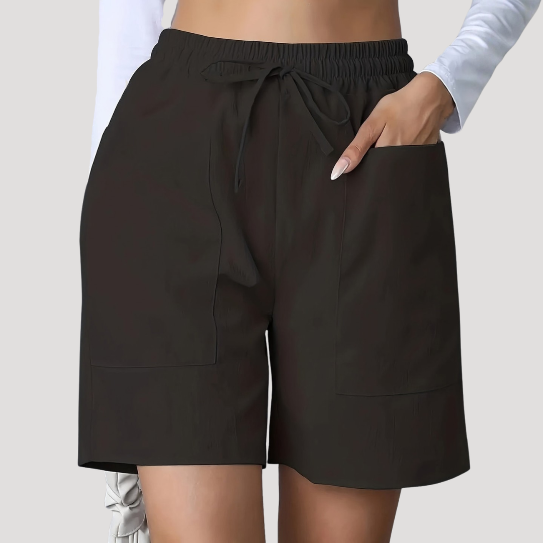 Cotton Twill Shorts with Drawstring Waist and Pockets