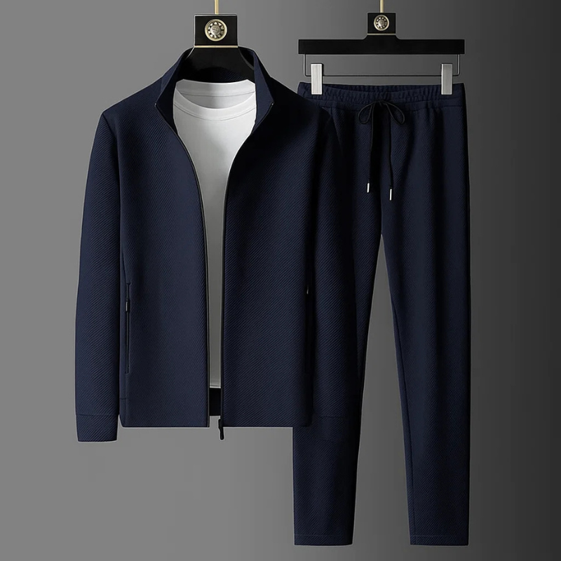 Men’s Textured Zip Jacket & Trousers Tracksuit Set