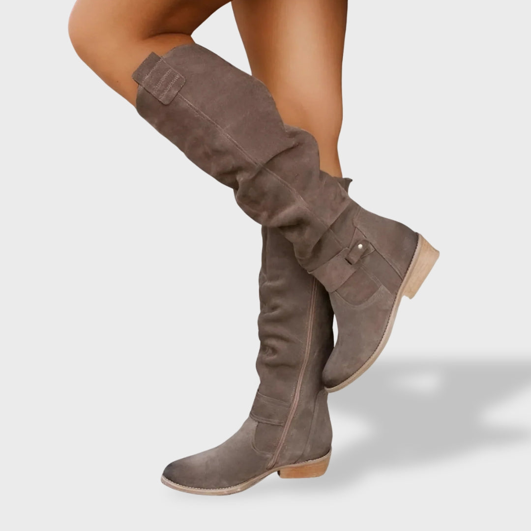 Women’s Slouch Knee-High Boots with Low Heel