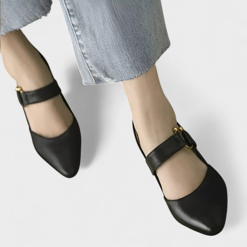 Women's Gold Detail Slingback Block Heel Pumps