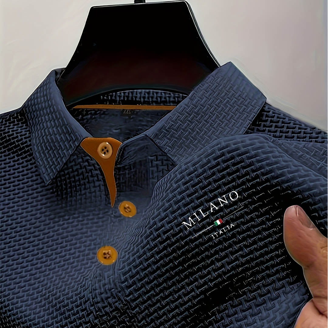 Men's Textured Polo Shirt with Button Placket