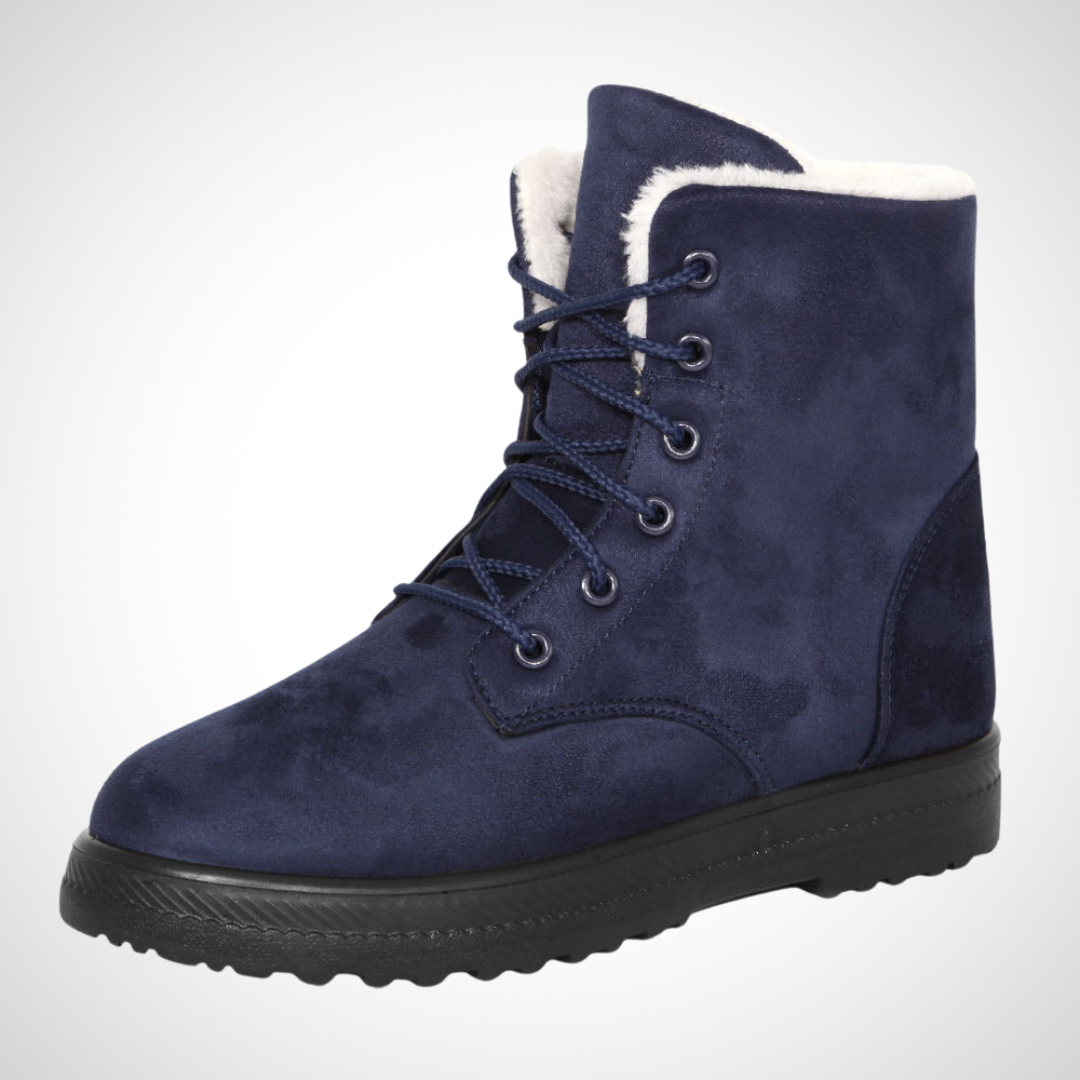 Bottes d’hiver à lacets pour femme, doublées en fausse fourrure