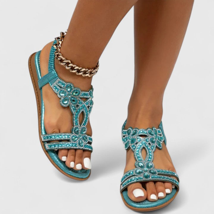 Rhinestone Sandals with Embellished Ankle Strap
