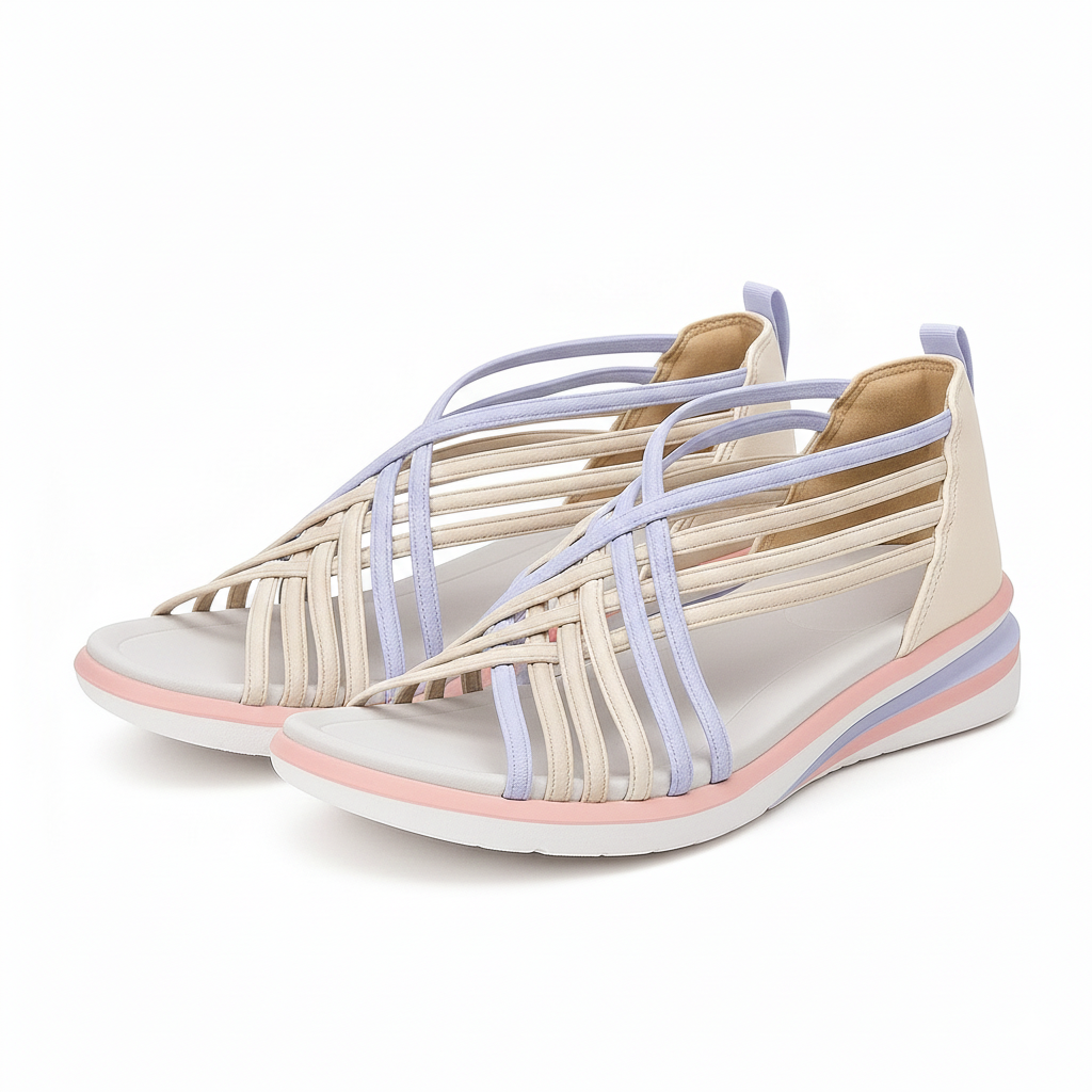 Women's Cushioned Strappy Wedge Sandals