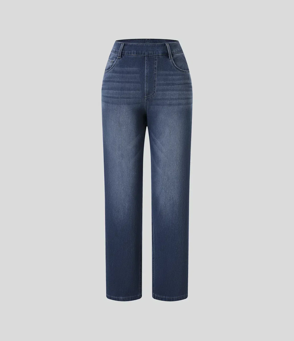 Jean droit avec ceinture élastique à enfiler
