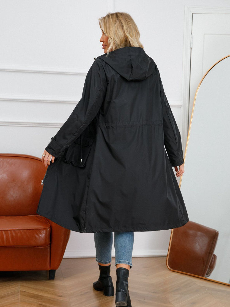 Imperméable léger à capuche, coupe longue, pour femme