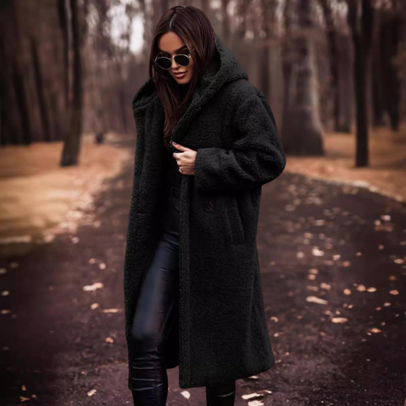 Women's Long Hooded Teddy Coat