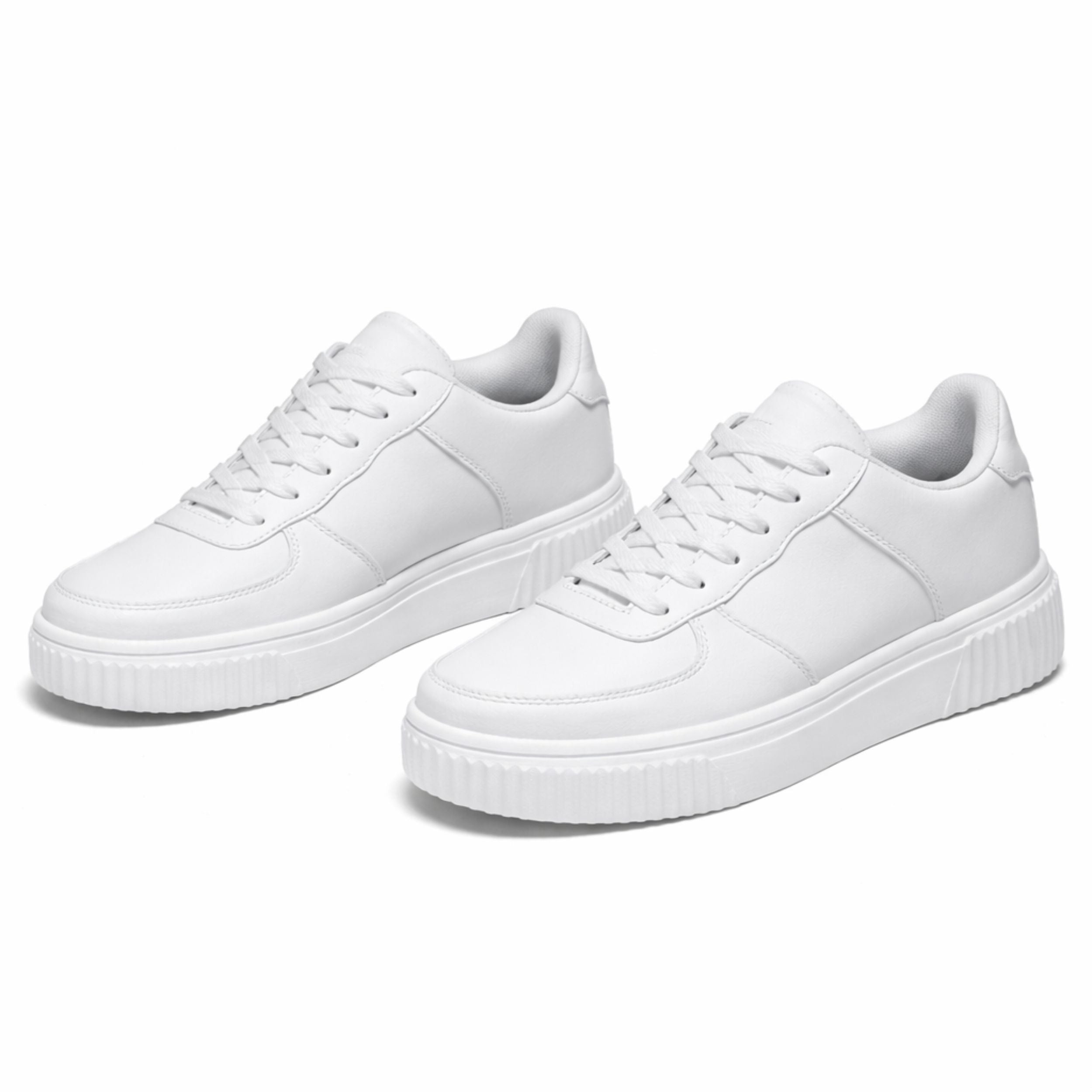 Leather Platform Sneakers with Chunky Sole and Lace-Up Front