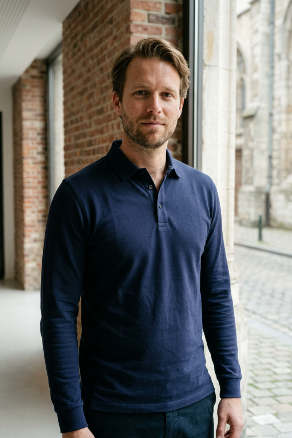 Men's Long Sleeve Polo Shirt | Casual Cotton Blend