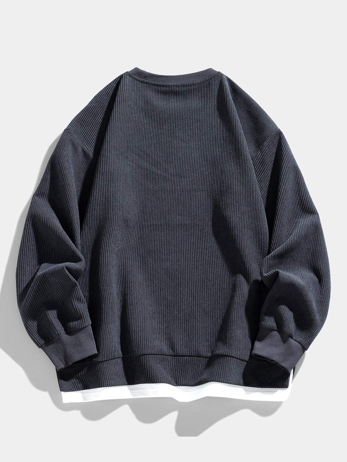 Men's Relaxed Fit Ribbed Crew Neck Sweatshirt