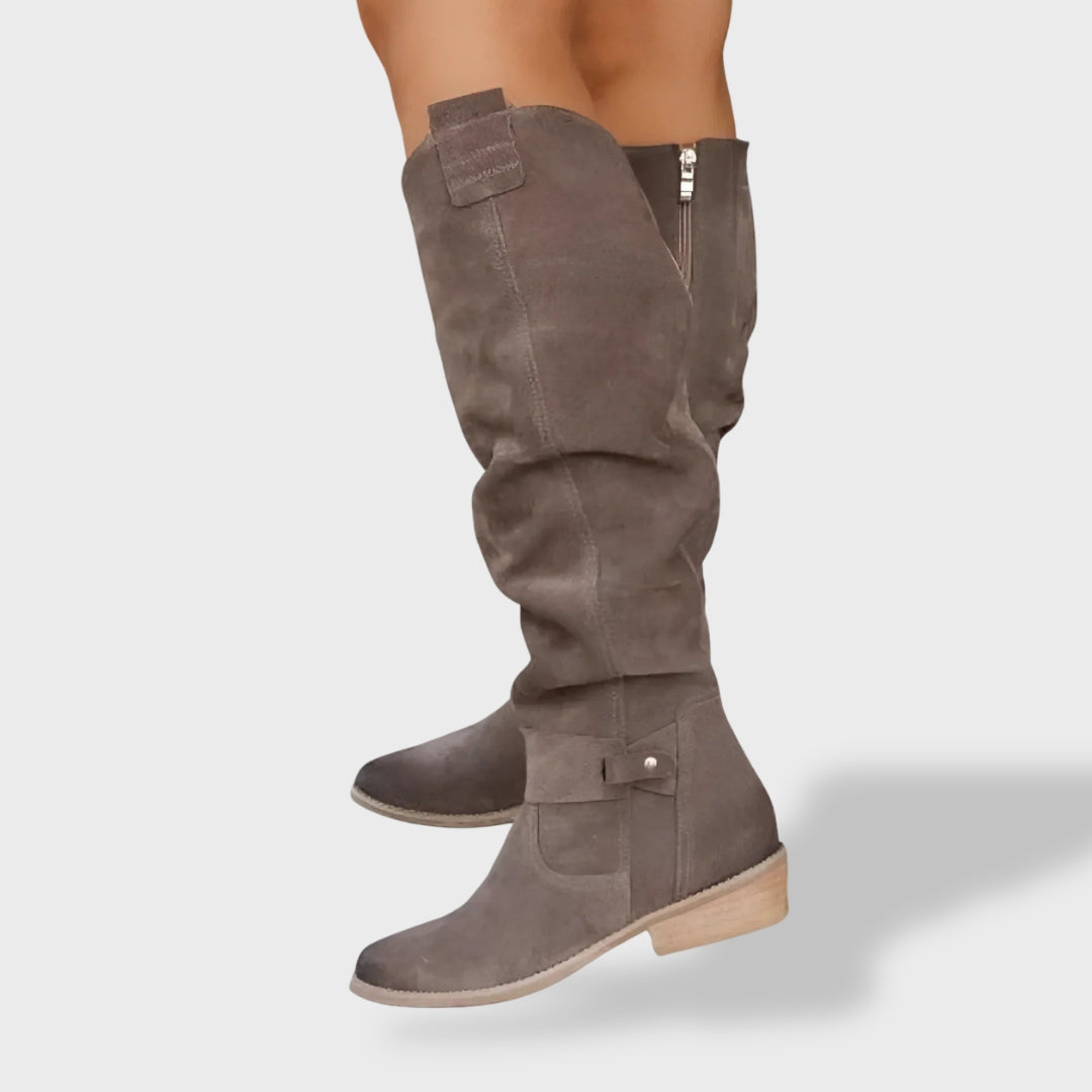 Women’s Slouch Knee-High Boots with Low Heel