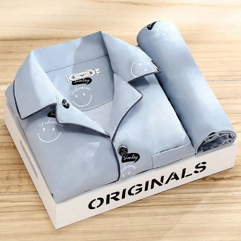 Men's Printed Pyjama Set with Contrast Piping