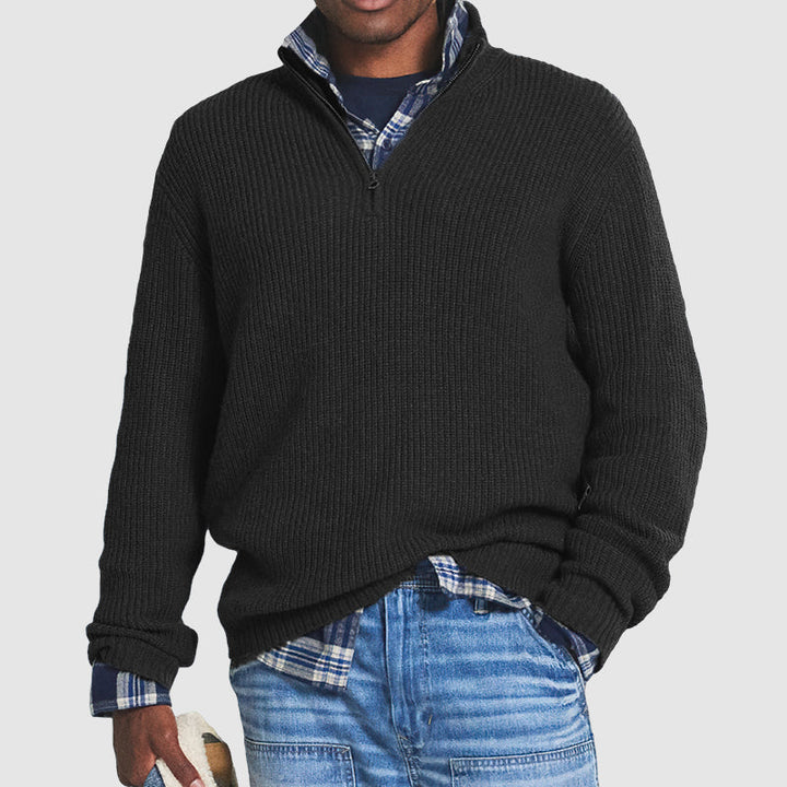 Men’s Ribbed Half-Zip Knitted Jumper