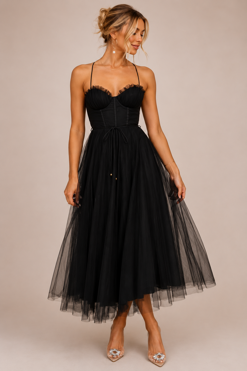 Women's Tulle Midi Occasion Dress