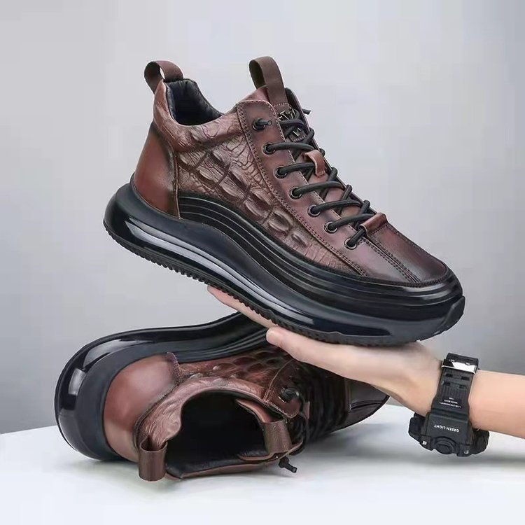 Men’s Leather Lace-Up Platform Trainers