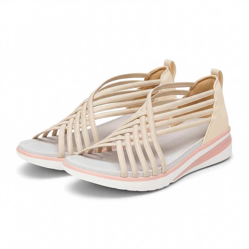 Women's Cushioned Strappy Wedge Sandals