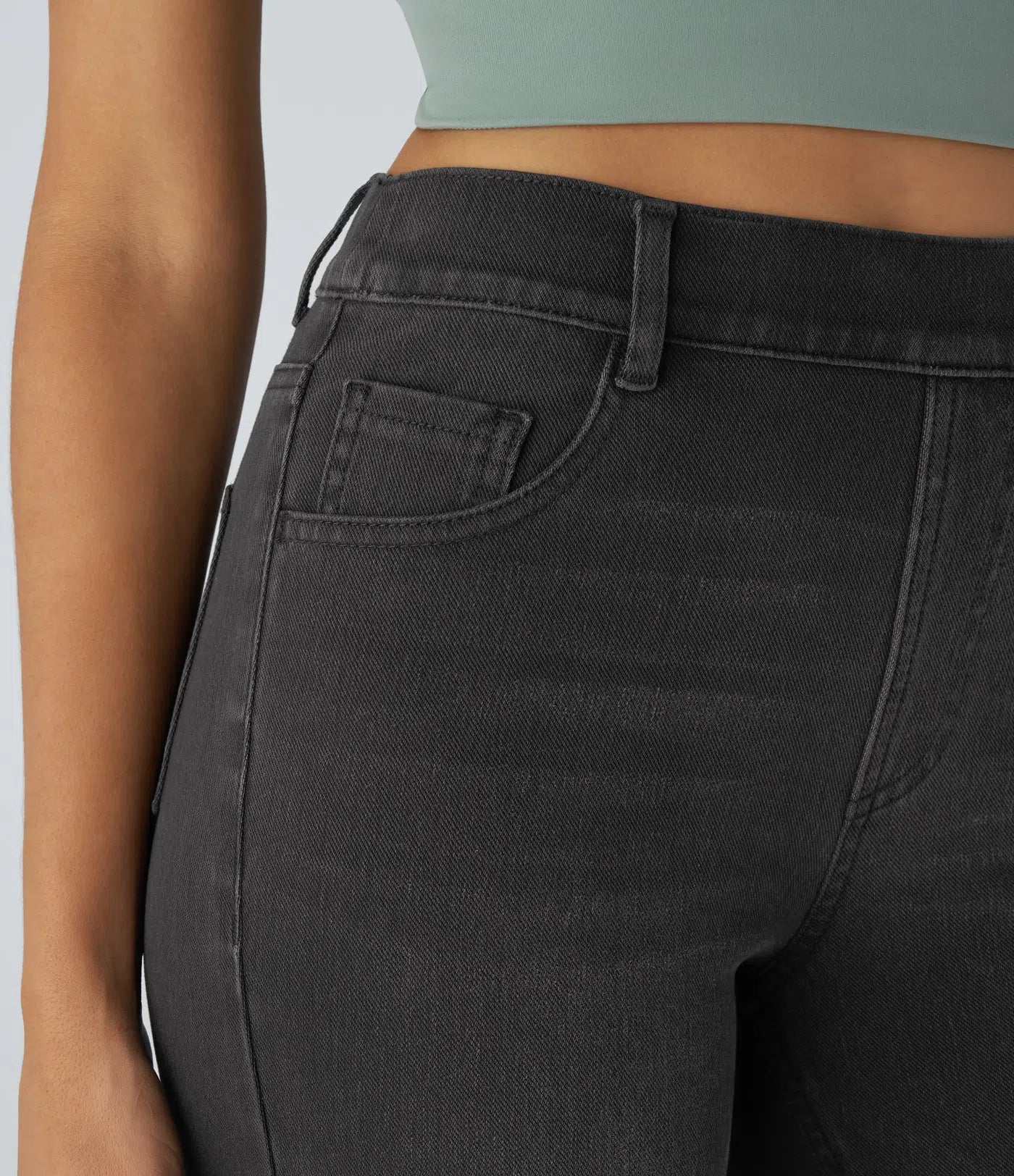 Jean droit avec ceinture élastique à enfiler