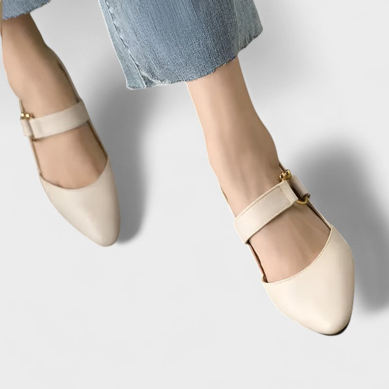 Women's Gold Detail Slingback Block Heel Pumps