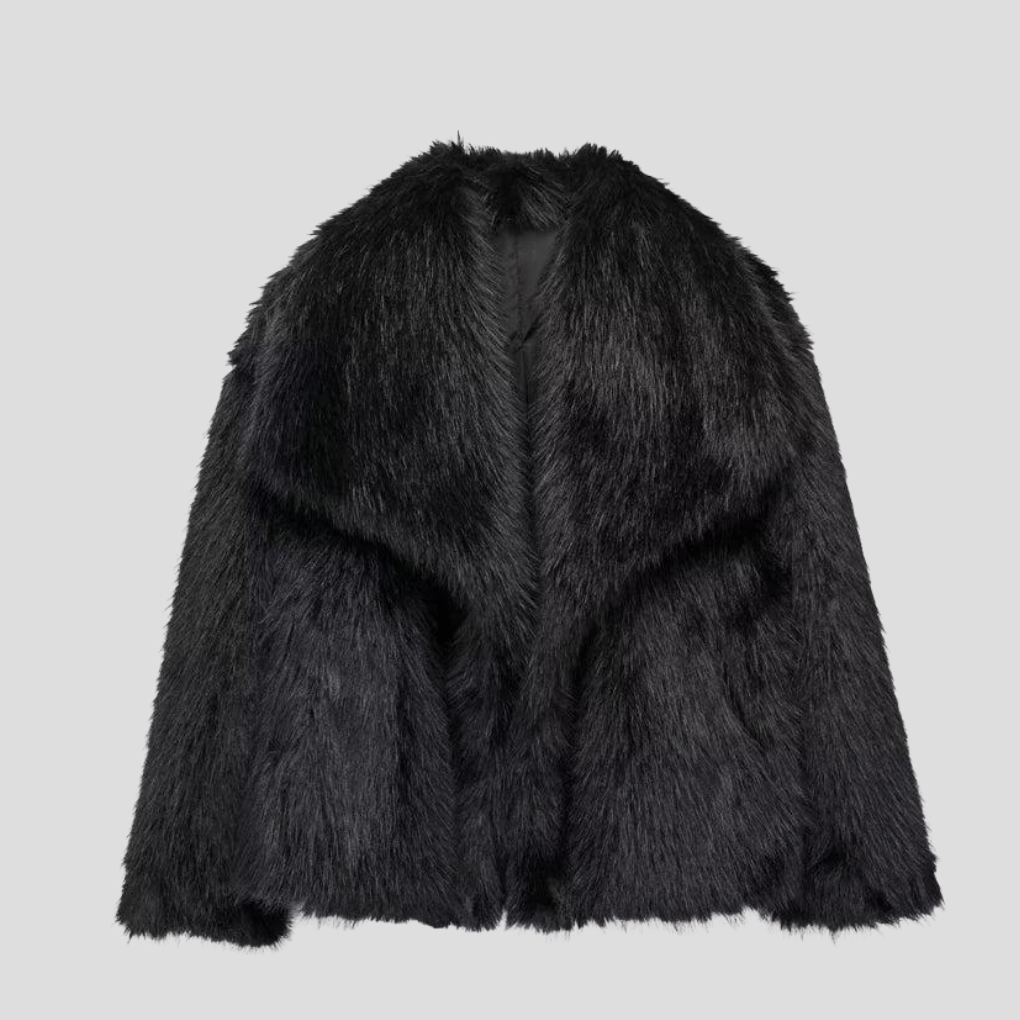 Women’s Faux Fur Jacket with Oversized Collar