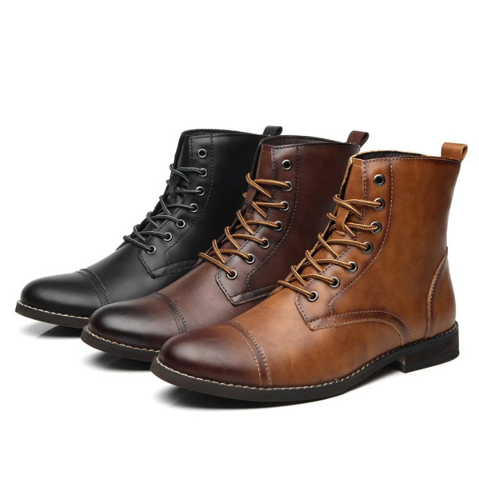 Men's Lace-Up Ankle Boots | Black Leather