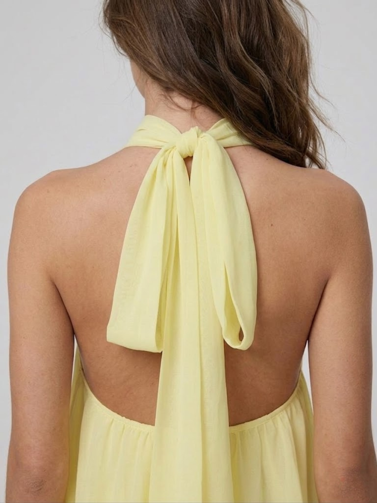 Halter Neck Chiffon Mini Dress with Tiered Hem