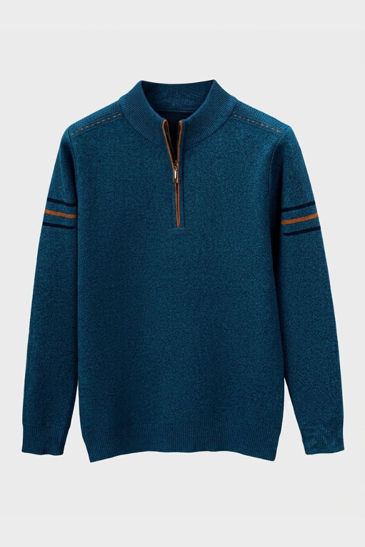 Men's Quarter-Zip Sweater | Striped Collared Knit