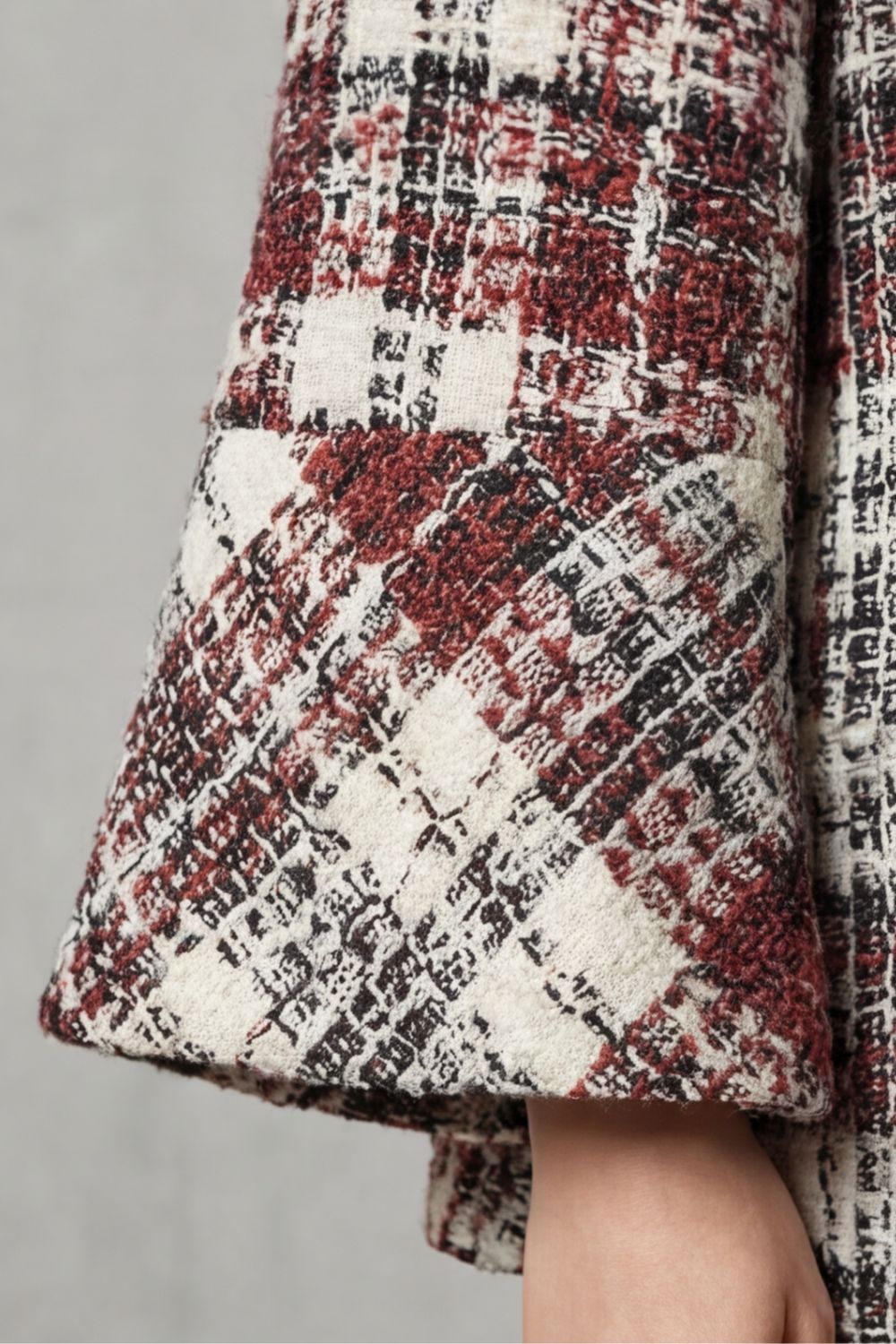 Manteau femme à carreaux, croisé, à col cheminée