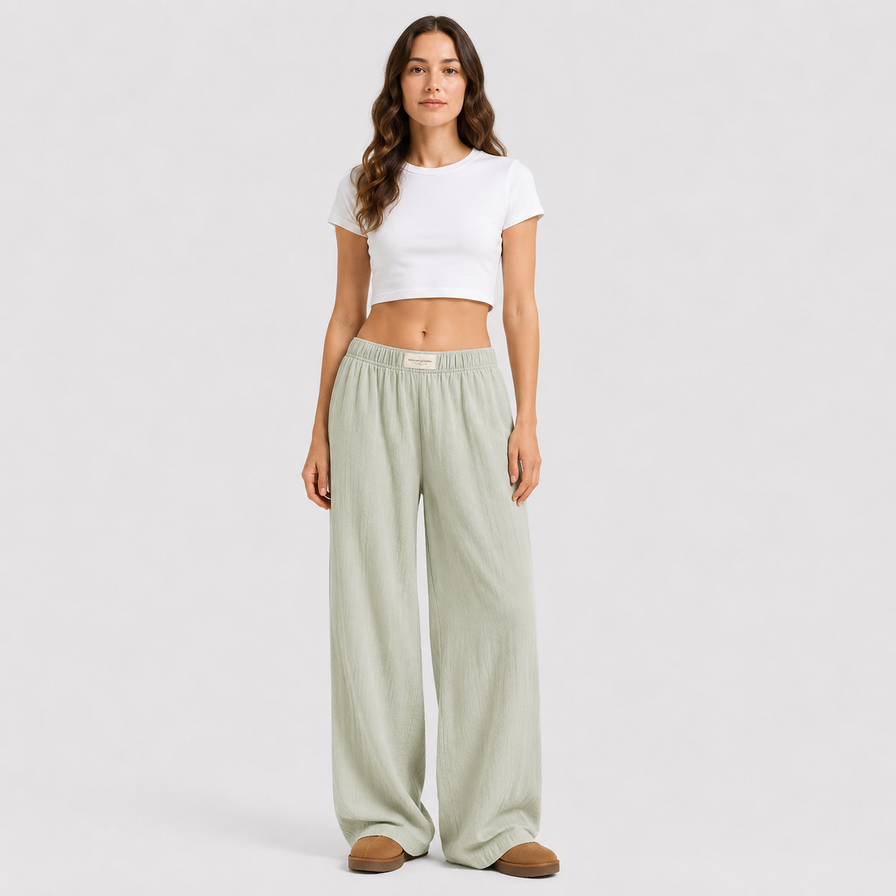Pinstripe Wide-Leg Trousers with High-Waisted Fit