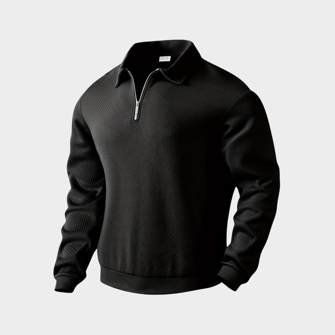 Men’s Textured Half-Zip Collared Sweatshirt