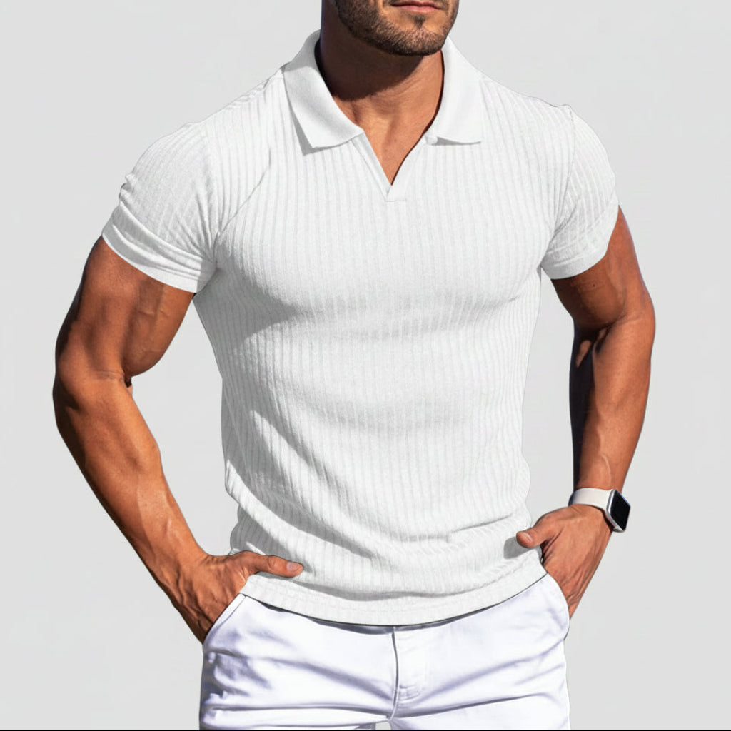 Polo texturé pour homme | Haut en maille ajusté à manches courtes