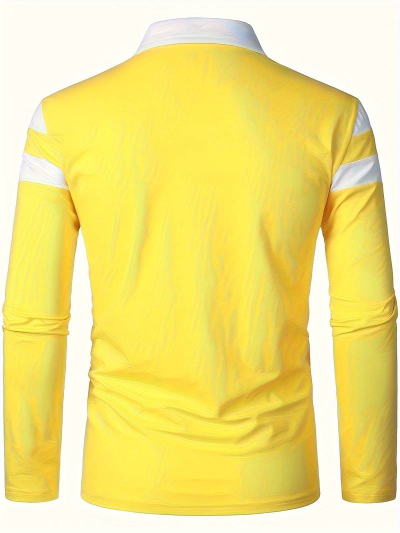 Men's Quarter Zip Colour Block Polo Shirt