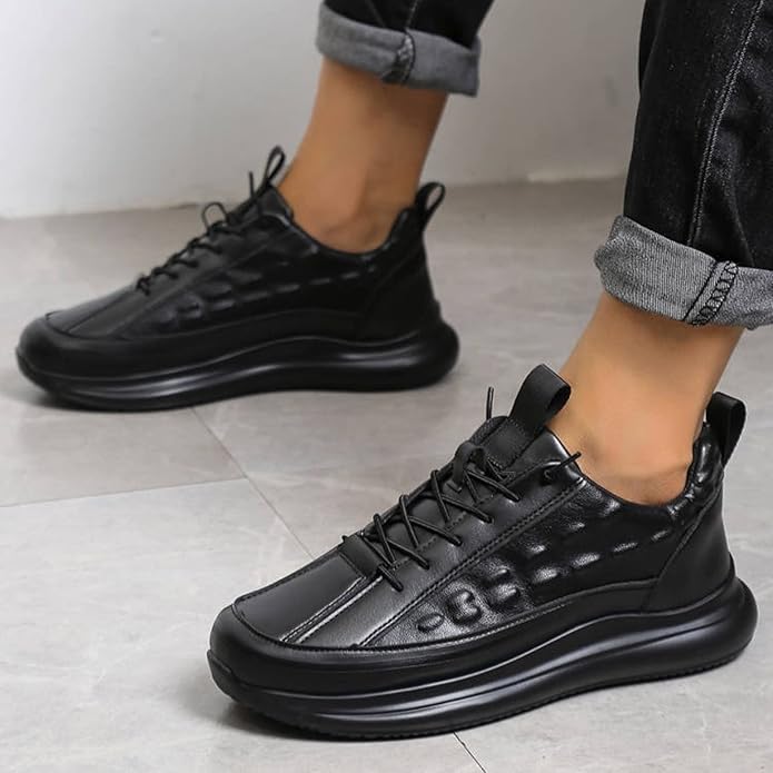 Men’s Leather Lace-Up Platform Trainers