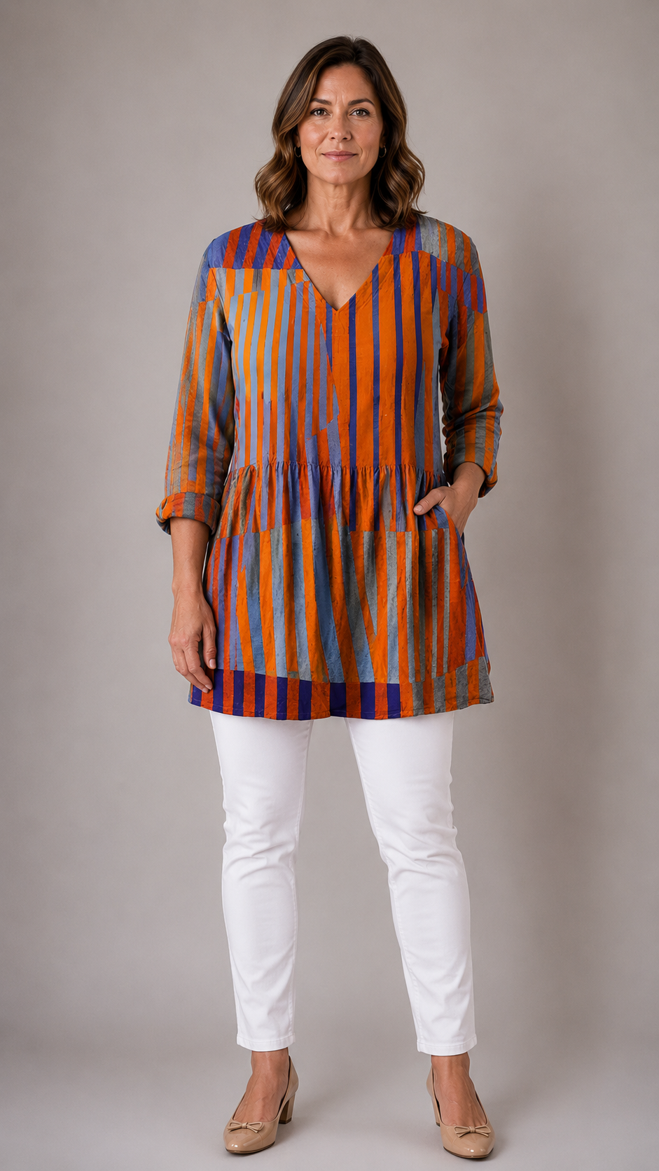 Women's V Neck Long Sleeve Blouse | Lightweight Flowing Top