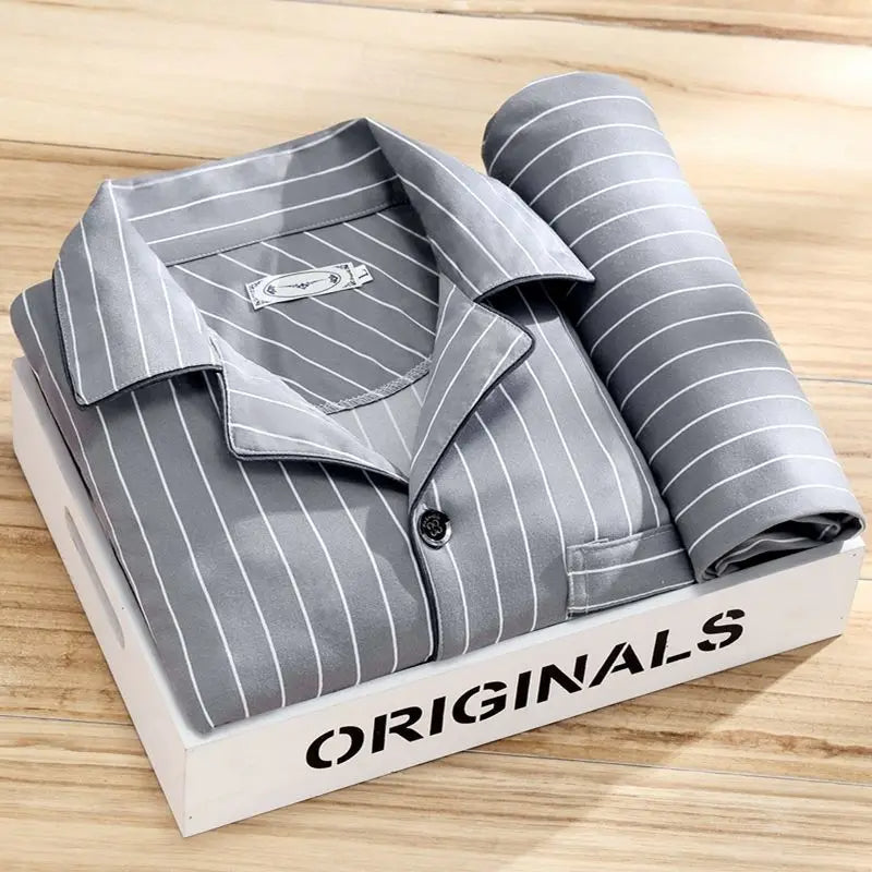 Men's Printed Pyjama Set with Contrast Piping