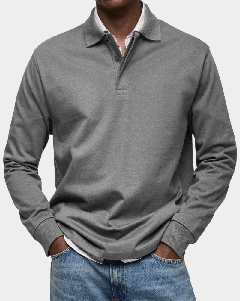 Men's Long Sleeve Cotton Polo Shirt